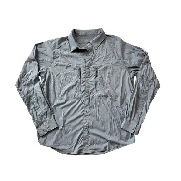 HUK FISHING Long Sleeve Button Down, size XXL; Light Blue - Picture 1 of 13